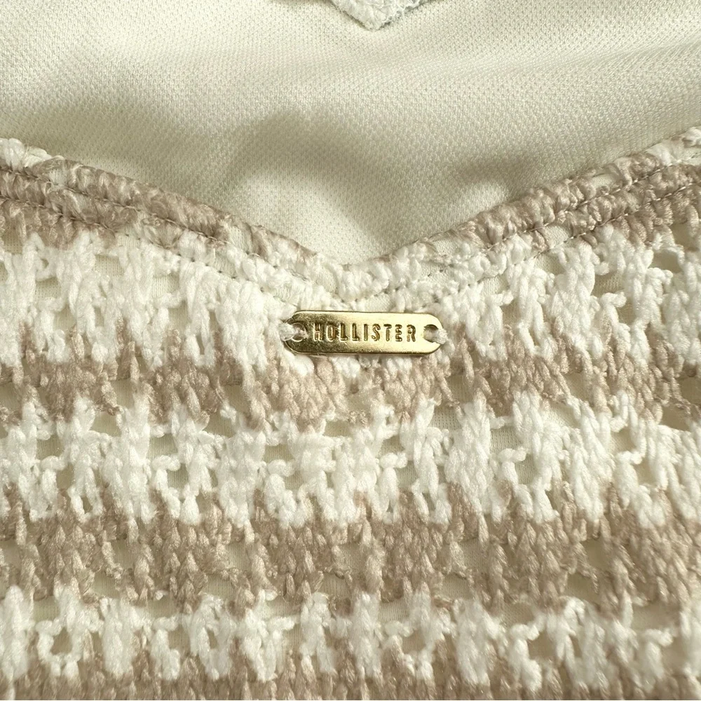 Hollister Crochet Style Cream and White Cheeky Bikini Bottoms, XL